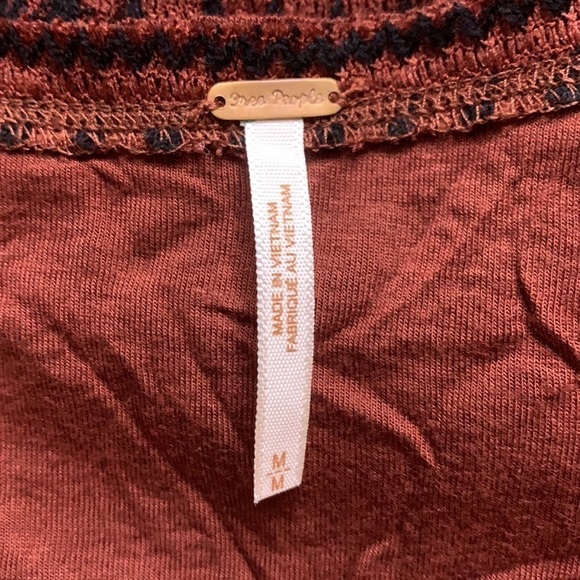 Free people ruffle hem short sleeve dress medium women’s brick red mini - Picture 4 of 5